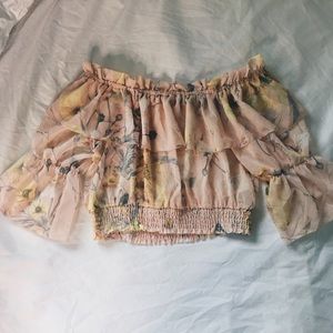 PINK OFF THE SHOULDER CROP TOP